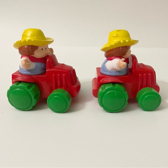 Vintage 90s Fisher Price Little People Wheelies Farmer and Cow Farm Animals - Picture 12 of 16